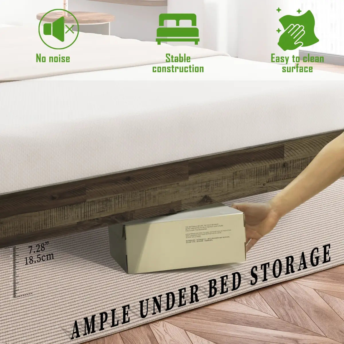 Solid Wood Bed Frame - Acacia Wood Deluxe - Megsu