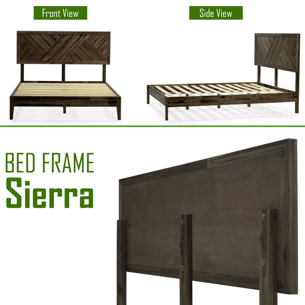 Solid Wood Bed Frame - Acacia Wood Deluxe - Megsu