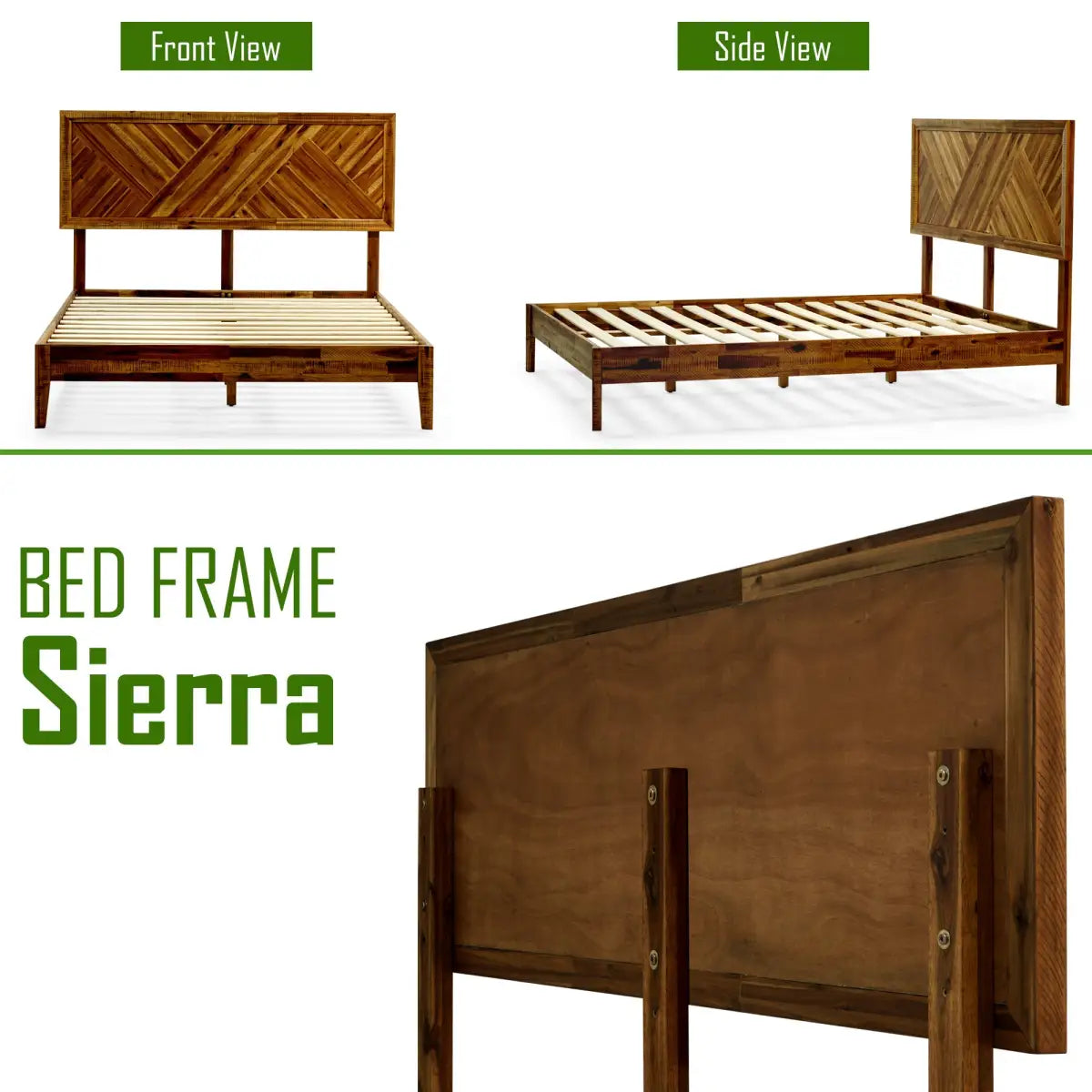 Solid Wood Bed Frame - Acacia Wood Deluxe - Megsu