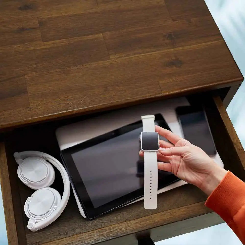 Solid Wood Nightstand - Acacia Silvia 2-Drawer Modern - Megsu