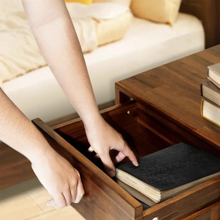 Solid Wood Nightstand - Acacia 1-Drawer - for Stylish Storage - Megsu