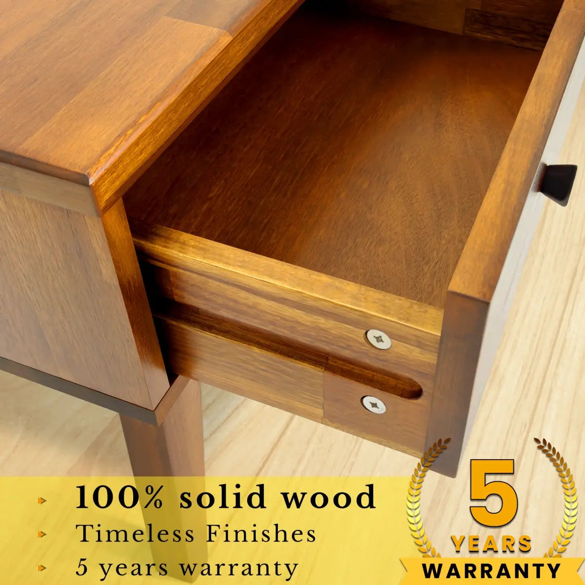 Solid Wood Nightstand - Acacia 1-Drawer - for Stylish Storage - Megsu