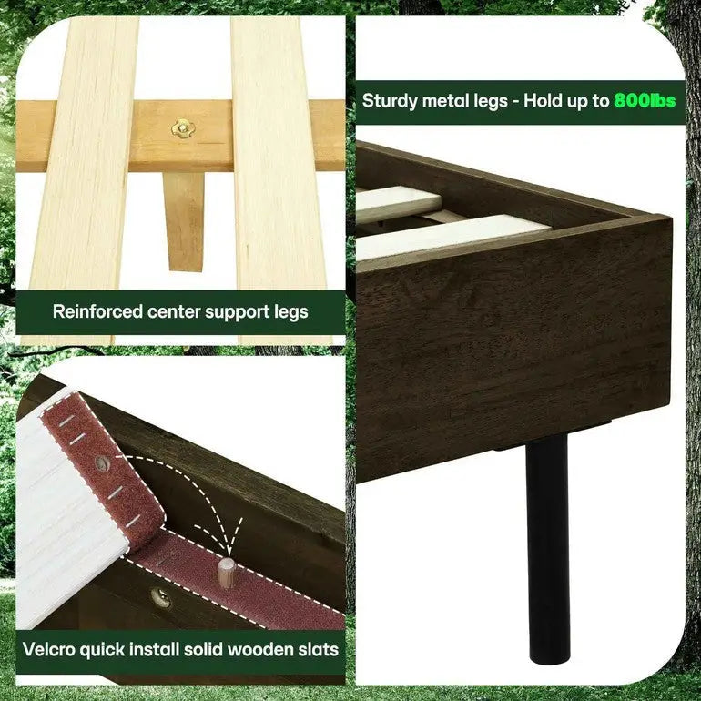 Acacia Wood Bed Frame - Deluxe Platform Bed - Megsu
