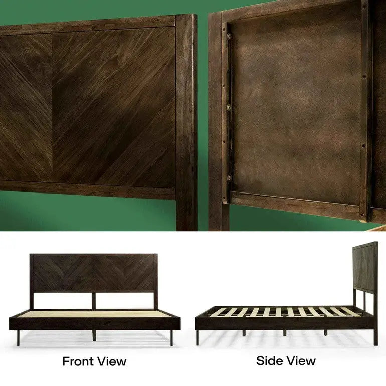 Acacia Wood Bed Frame - Deluxe Platform Bed - Megsu