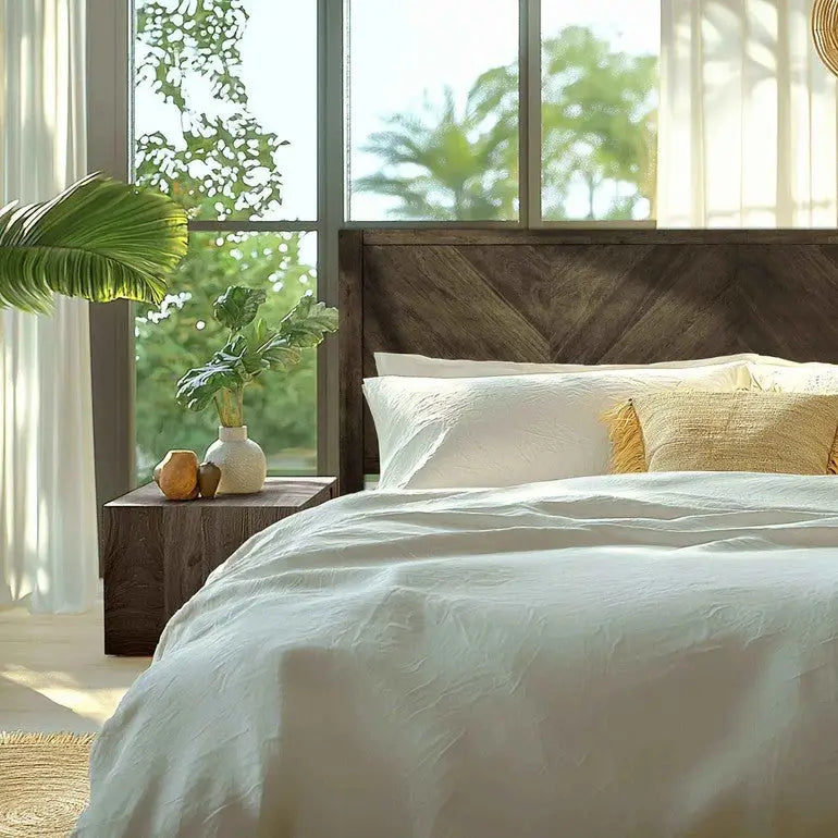 Acacia Wood Bed Frame - Deluxe Platform Bed - Megsu