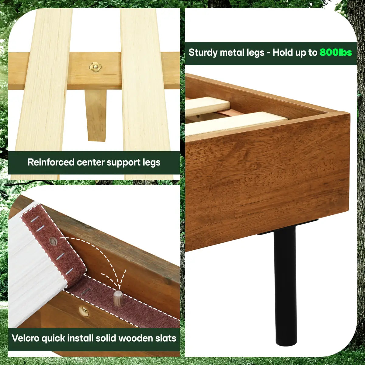 Acacia Wood Bed Frame - Deluxe Platform Bed - Megsu