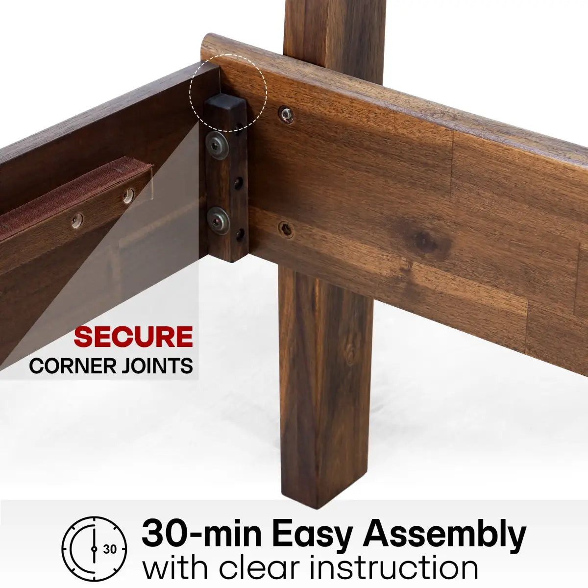 Solid Wood Bed Frame - Acacia - Stylish Bedroom - Megsu