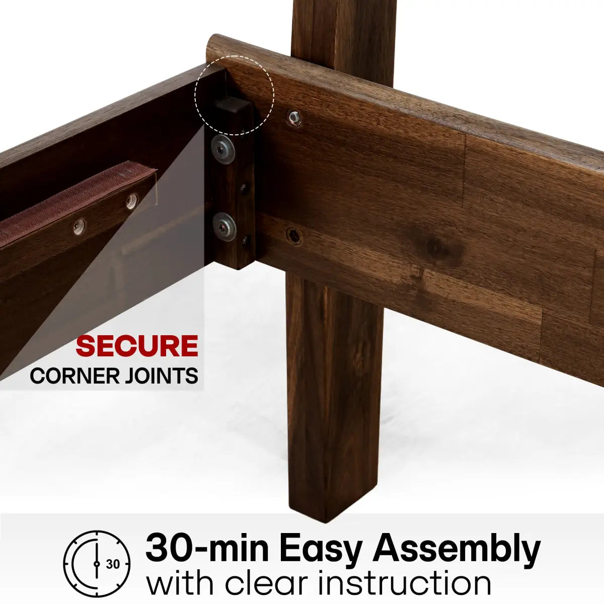 Solid Wood Bed Frame - Acacia - Stylish Bedroom - Megsu
