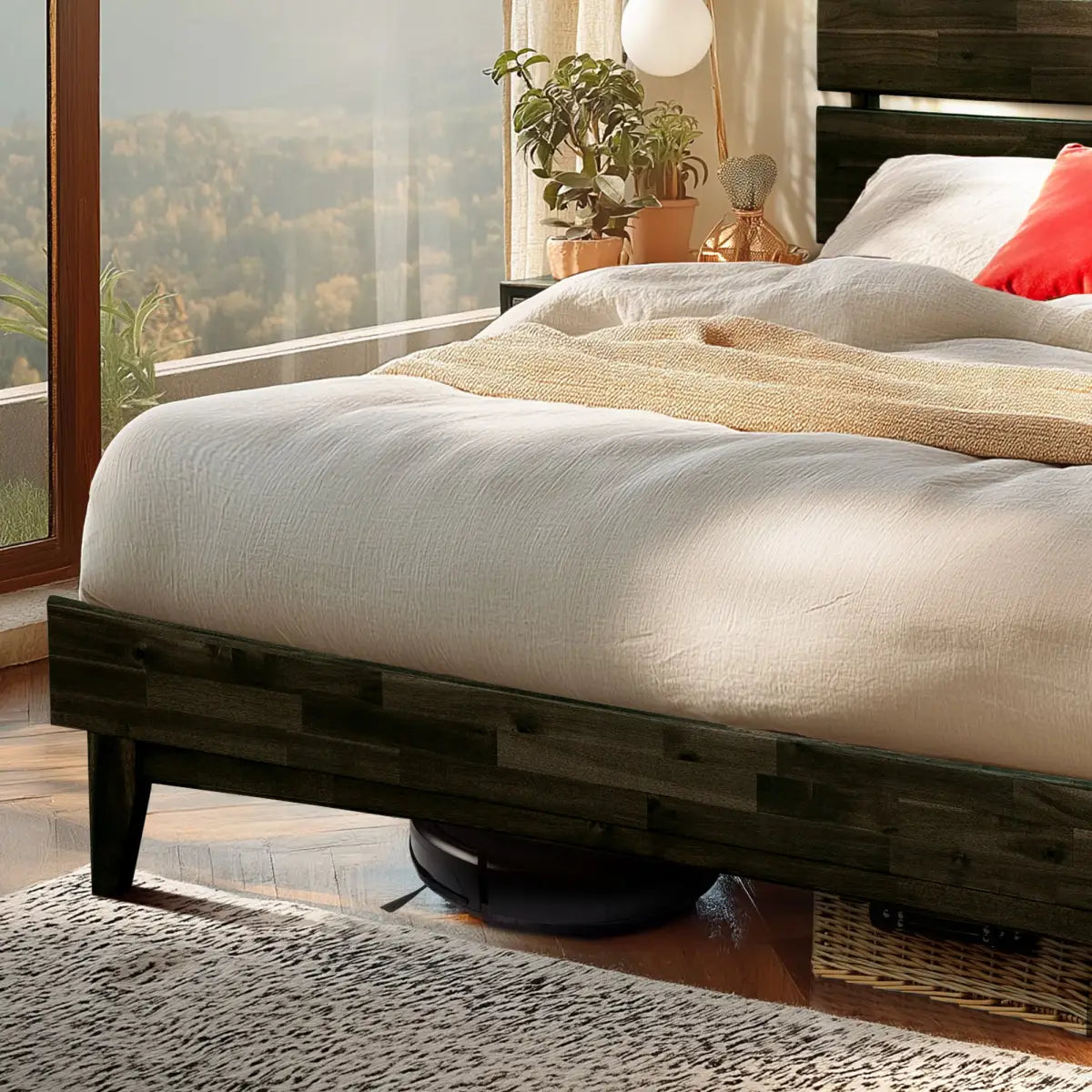 Solid Wood Bed Frame - Acacia - Stylish Bedroom - Megsu