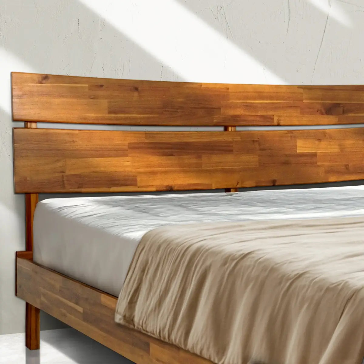 Solid Wood Bed Frame - Acacia - Stylish Bedroom - Megsu