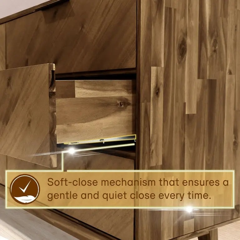 Acacia Wood Dresser - Veyron - 6 Drawers - Modern - Megsu