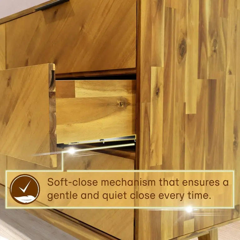 Acacia Wood Dresser - Veyron - 6 Drawers - Modern - Megsu