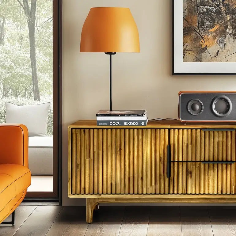 Acacia Wood Fluted TV Stand - Bosk - Megsu
