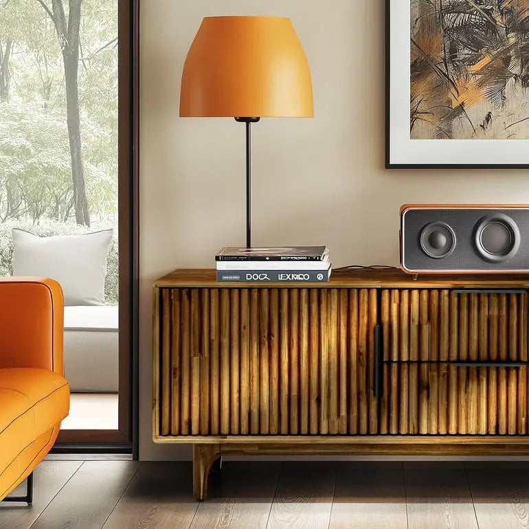 Acacia Wood Fluted TV Stand - Bosk - Megsu