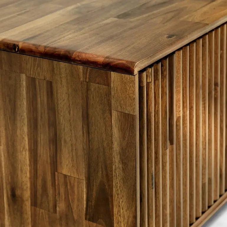 Acacia Wood Fluted TV Stand - Bosk - Megsu