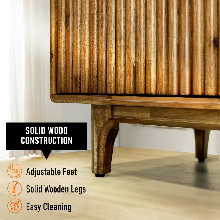 Acacia Wood Fluted TV Stand - Bosk - Megsu