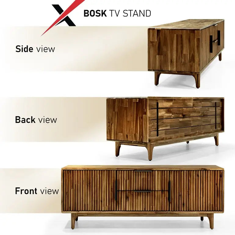 Acacia Wood Fluted TV Stand - Bosk - Megsu