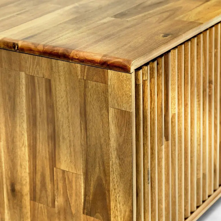 Acacia Wood Fluted TV Stand - Bosk - Megsu