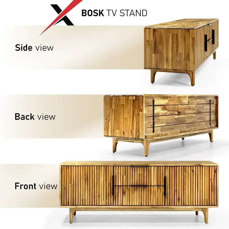 Acacia Wood Fluted TV Stand - Bosk - Megsu