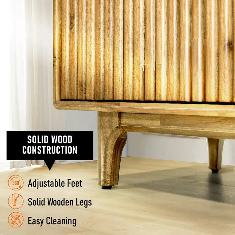 Acacia Wood Fluted TV Stand - Bosk - Megsu