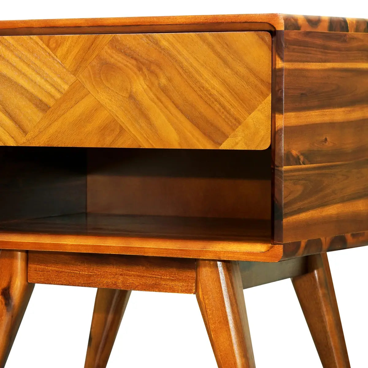 Acacia Wood Nightstand with Drawer - Rorns Laden - Modern Bedroom Storage - Megsu