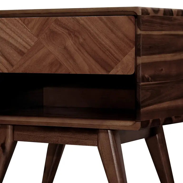 Acacia Wood Nightstand with Drawer - Rorns Laden - Modern Bedroom Storage - Megsu