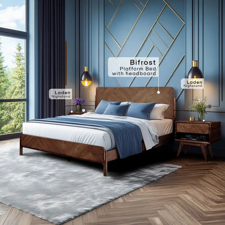 Acacia Wood Nightstand with Drawer - Rorns Laden - Modern Bedroom Storage - Megsu
