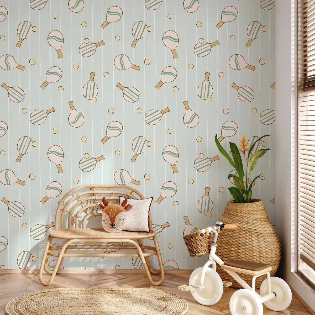 Ace Wallpaper - Pickleball Ping Pong - by Eva Catherina - Loomwell Home Goods