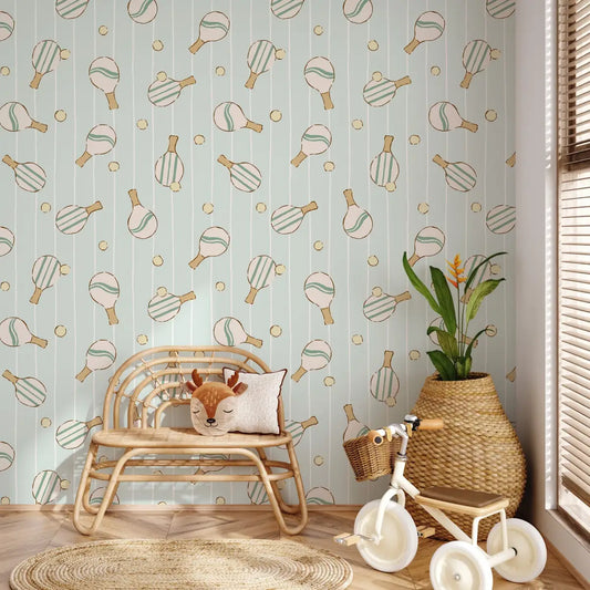 Ace Wallpaper - Pickleball Ping Pong - by Eva Catherina - Loomwell Home Goods