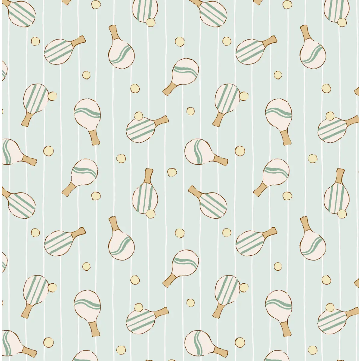 Ace Wallpaper - Pickleball Ping Pong - by Eva Catherina - Sample 1 foot by 1 foot / Mint - Loomwell Home Goods