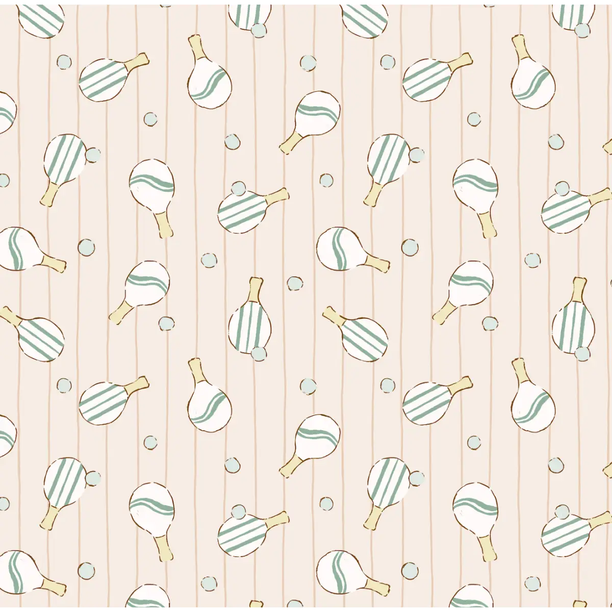 Ace Wallpaper - Pickleball Ping Pong - by Eva Catherina - Sample 1 foot by 1 foot / Peach - Loomwell Home Goods