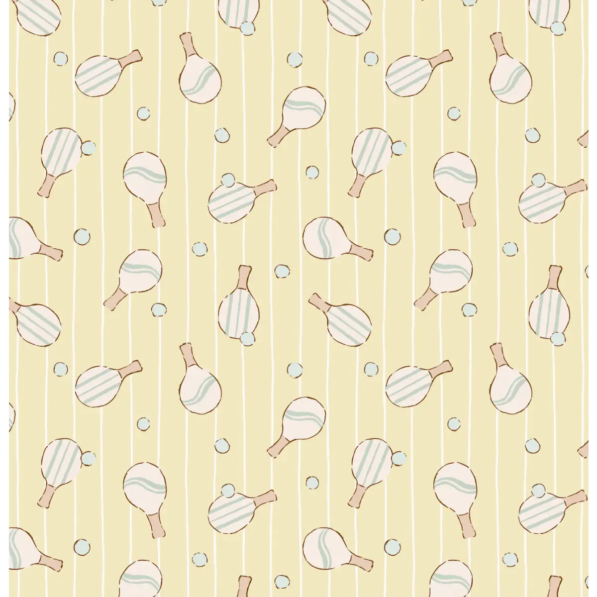 Ace Wallpaper - Pickleball Ping Pong - by Eva Catherina - Sample 1 foot by 1 foot / Yellow - Loomwell Home Goods