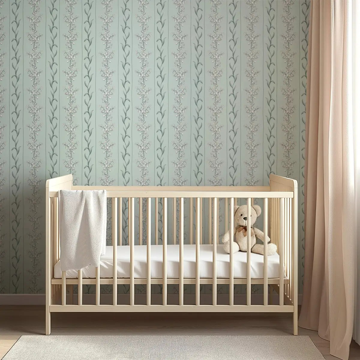 Ada Wallpaper - Flower Stripe for Baby - by Astrid Blanchard - Loomwell Home Goods