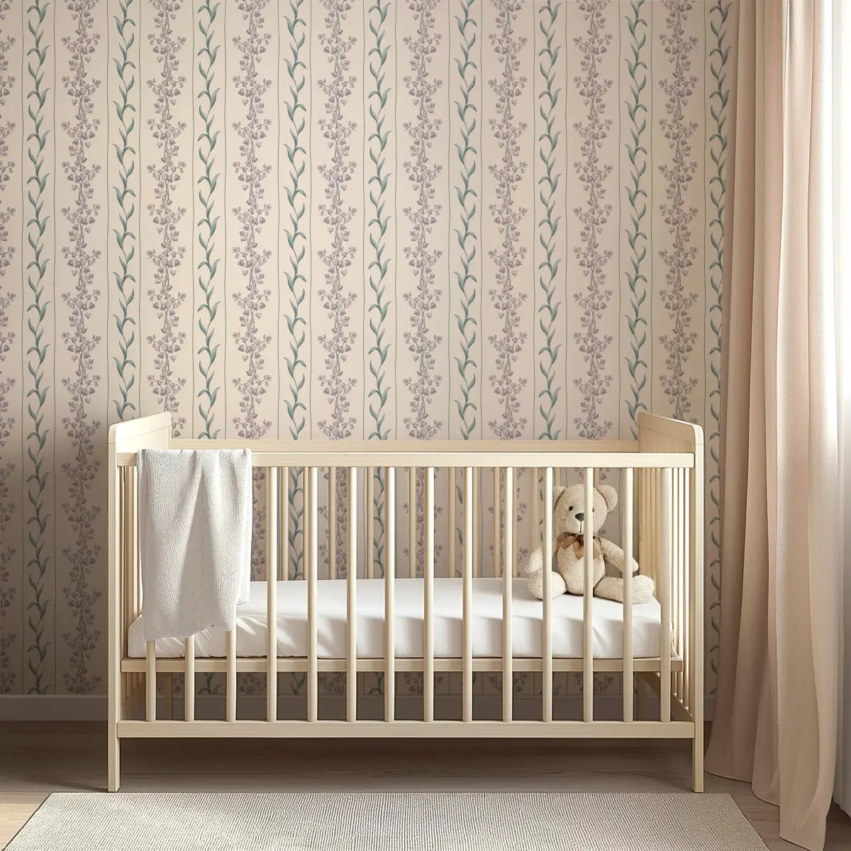 Ada Wallpaper - Flower Stripe for Baby - by Astrid Blanchard - Loomwell Home Goods