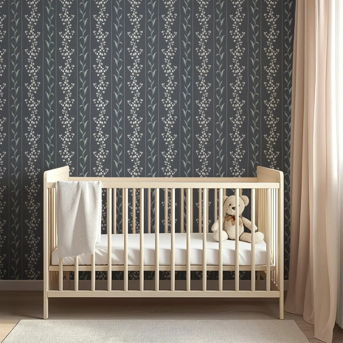 Ada Wallpaper - Flower Stripe for Baby - by Astrid Blanchard - Loomwell Home Goods