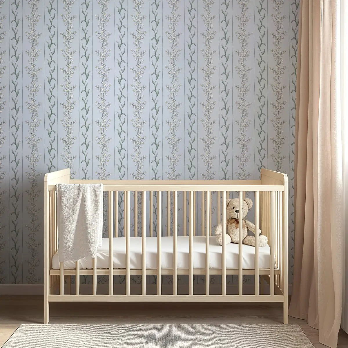 Ada Wallpaper - Flower Stripe for Baby - by Astrid Blanchard - Loomwell Home Goods