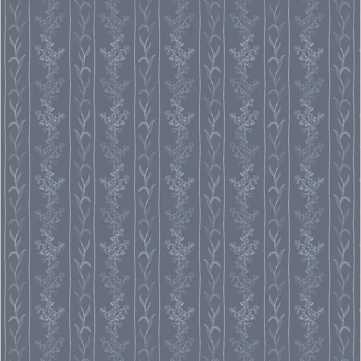 Ada Wallpaper - Flower Stripe for Baby - by Astrid Blanchard - Sample 1 foot by 1 foot / Blue - Loomwell Home Goods
