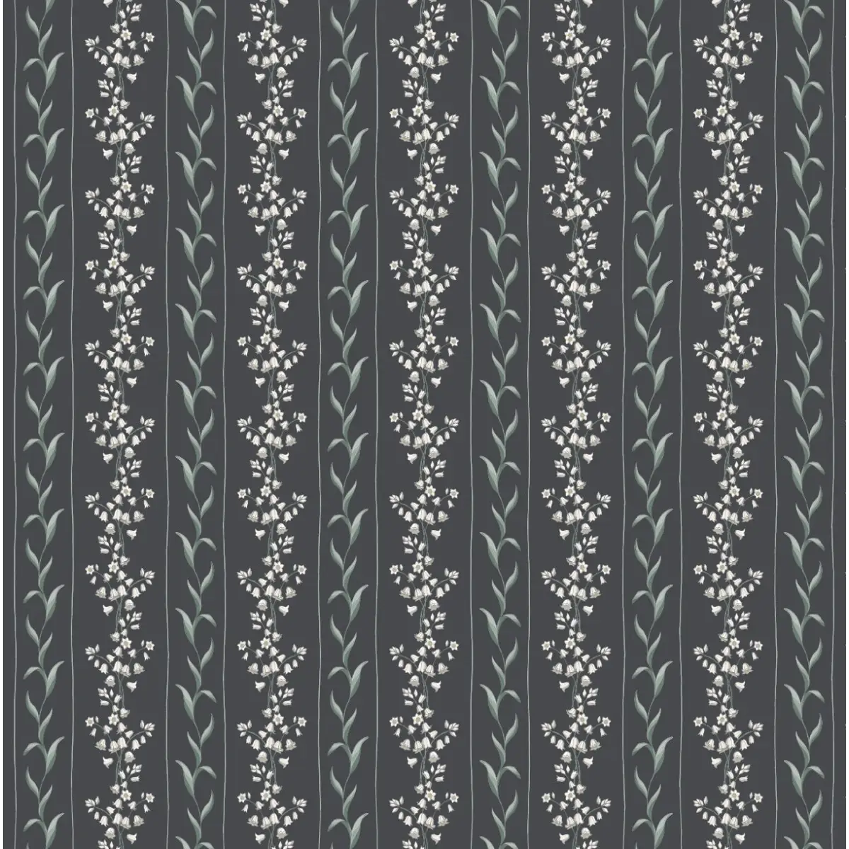 Ada Wallpaper - Flower Stripe for Baby - by Astrid Blanchard - Sample 1 foot by 1 foot / Charcoal - Loomwell Home Goods