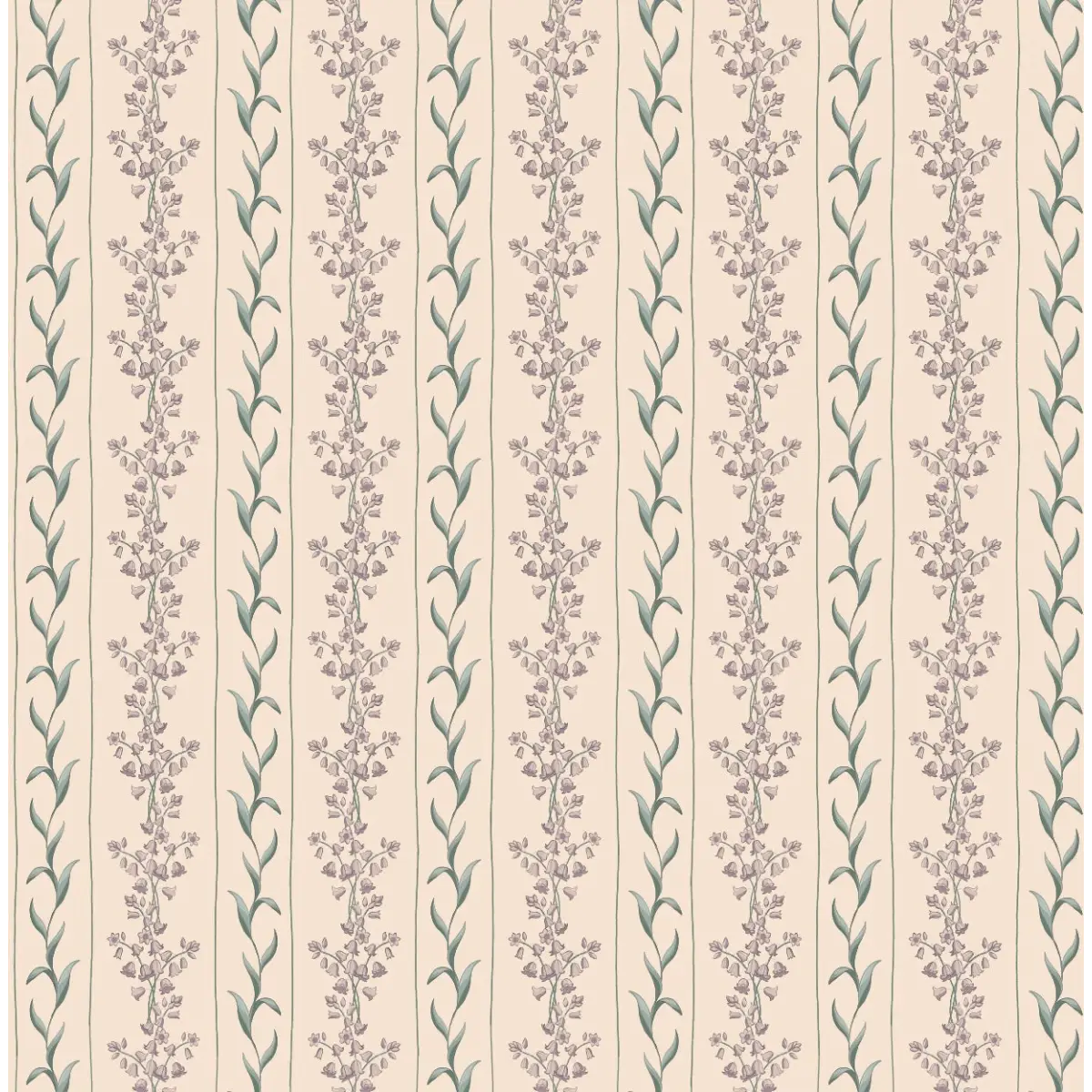 Ada Wallpaper - Flower Stripe for Baby - by Astrid Blanchard - Sample 1 foot by 1 foot / Cream and Pink - Loomwell Home