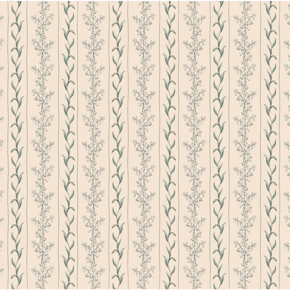 Ada Wallpaper - Flower Stripe for Baby - by Astrid Blanchard - Sample 1 foot by 1 foot / Neutral - Loomwell Home Goods