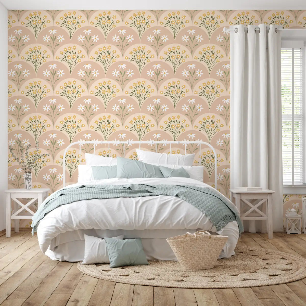 Addie Wallpaper - Flower Fans - by Megan Lindsey Illustration - Loomwell Home Goods