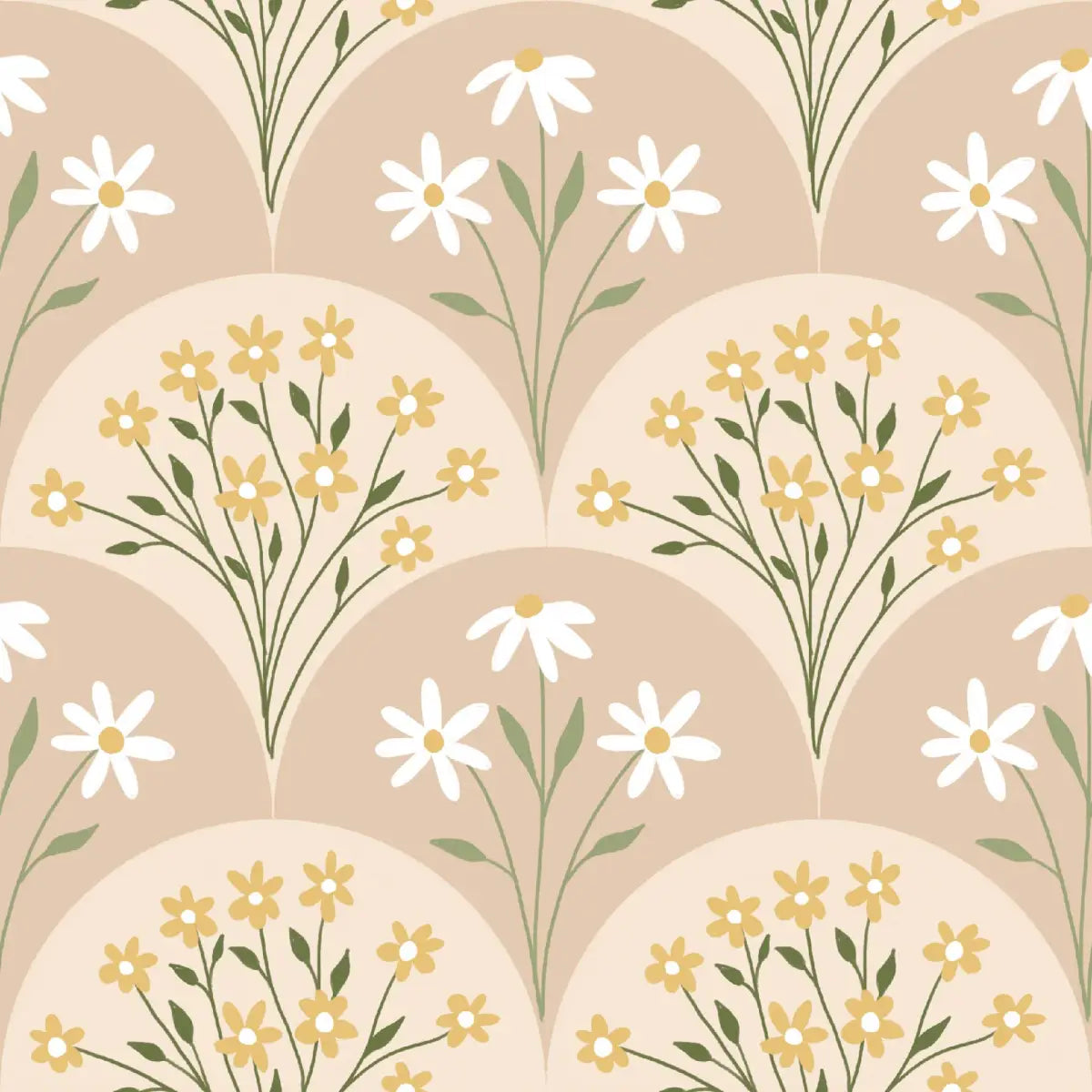 Addie Wallpaper - Flower Fans - by Megan Lindsey Illustration - Sample 1 foot by 1 foot / Peach - Loomwell Home Goods