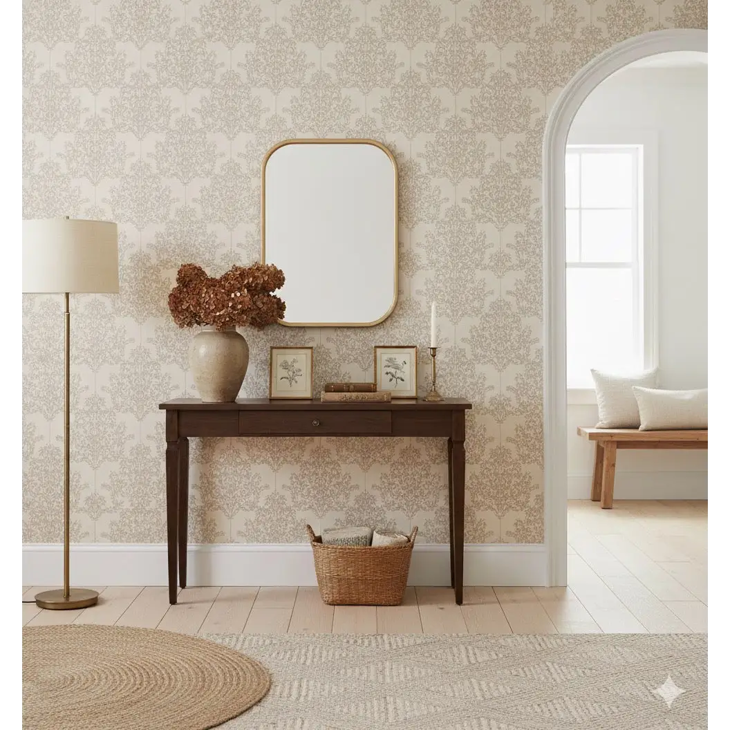 Adelae Wallpaper - Delicate Floral Damask - by Quirky Paisley Designs - Loomwell Home Goods
