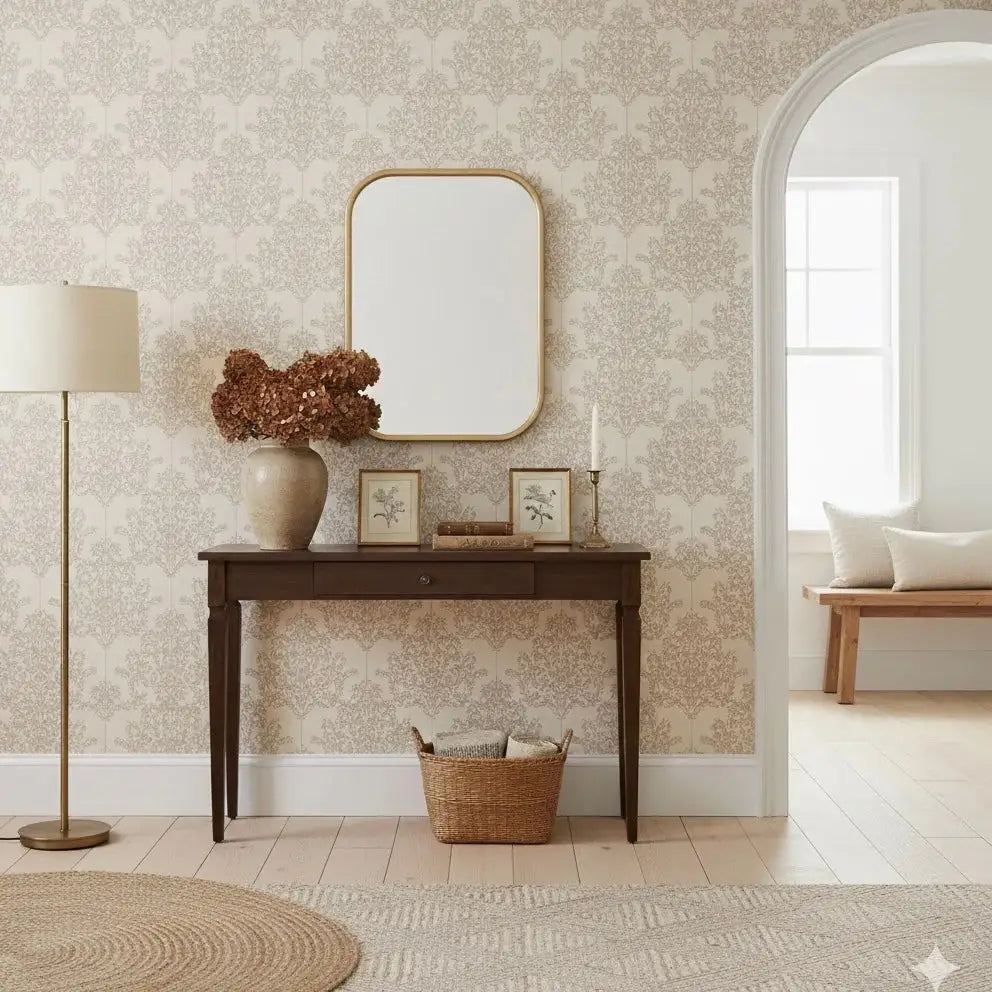 Adelae Wallpaper - Delicate Floral Damask - by Quirky Paisley Designs - Loomwell Home Goods