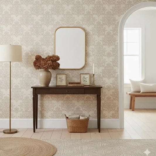 Adelae Wallpaper - Delicate Floral Damask - by Quirky Paisley Designs - Loomwell Home Goods