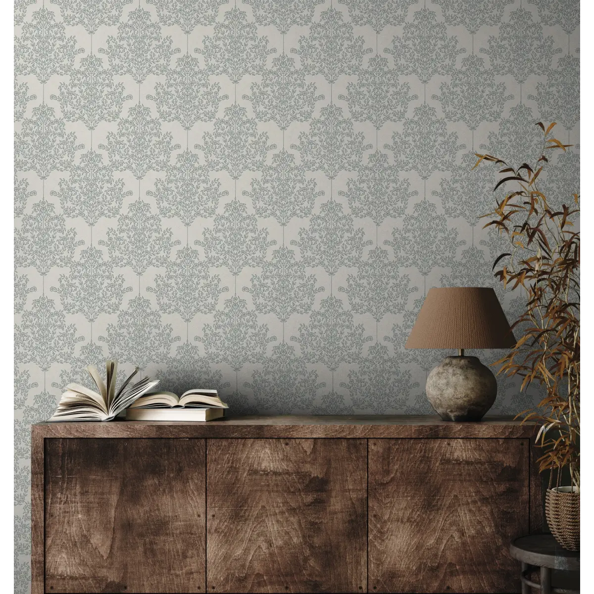 Adelae Wallpaper - Delicate Floral Damask - by Quirky Paisley Designs - Loomwell Home Goods