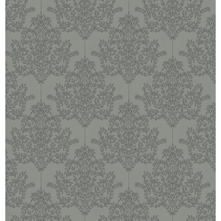 Adelae Wallpaper - Delicate Floral Damask - by Quirky Paisley Designs - Sample 1 foot by 1 foot / Charcoal - Loomwell