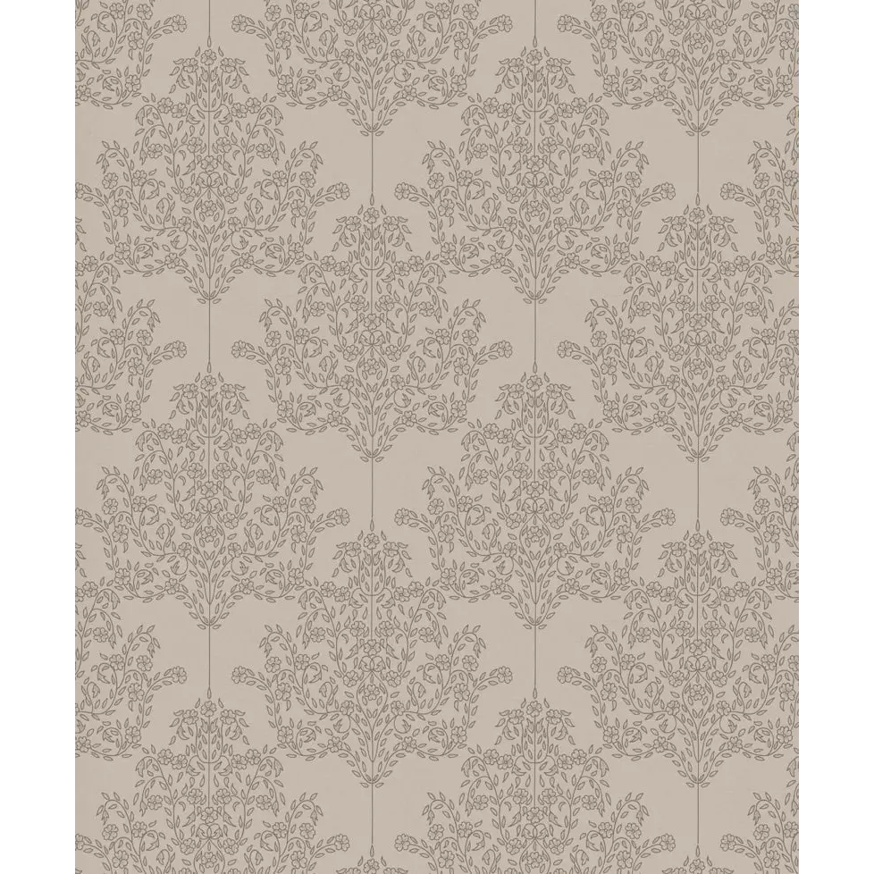 Adelae Wallpaper - Delicate Floral Damask - by Quirky Paisley Designs - Sample 1 foot by 1 foot / Taupe - Loomwell Home