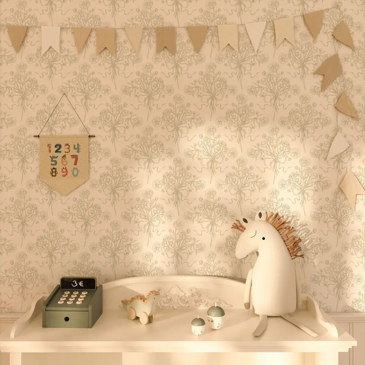 Adeline Wallpaper - Victorian Flower Bouquet - by Ali Anni - Loomwell Home Goods