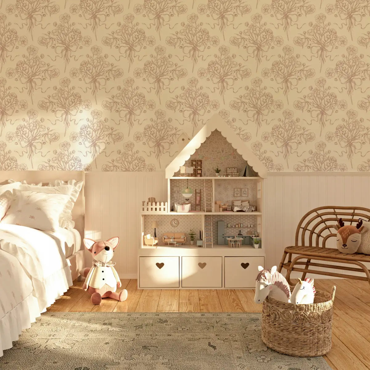Adeline Wallpaper - Victorian Flower Bouquet - by Ali Anni - Loomwell Home Goods